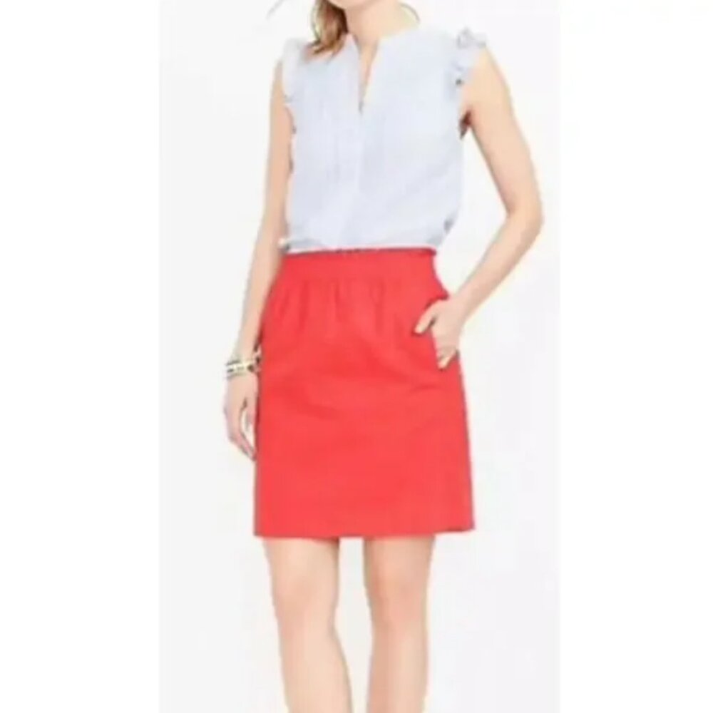 J. Crew Sidewalkโ linen cotton blend paperbag mini skirt in coral pink 6